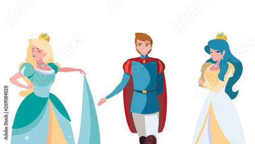 prince charming and two princess of tales characters