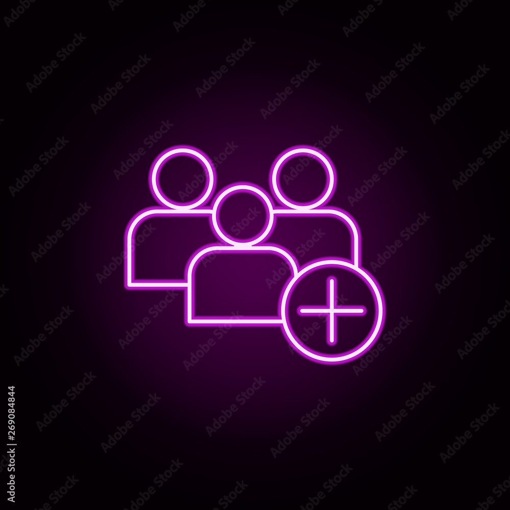 add group of contacts neon icon. Elements of sosial media network set. Simple icon for websites, web design, mobile app, info graphics add group of contacts neon icon. Elements of sosial media network set. Simple icon for websites, web design, mobile app, info graphics