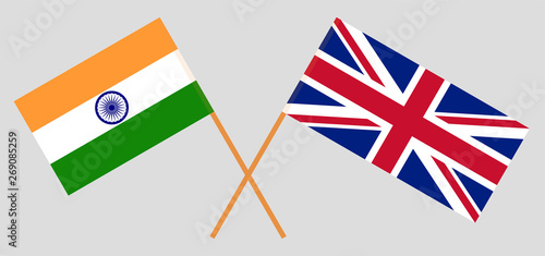 The UK and India. British and Indian flags.