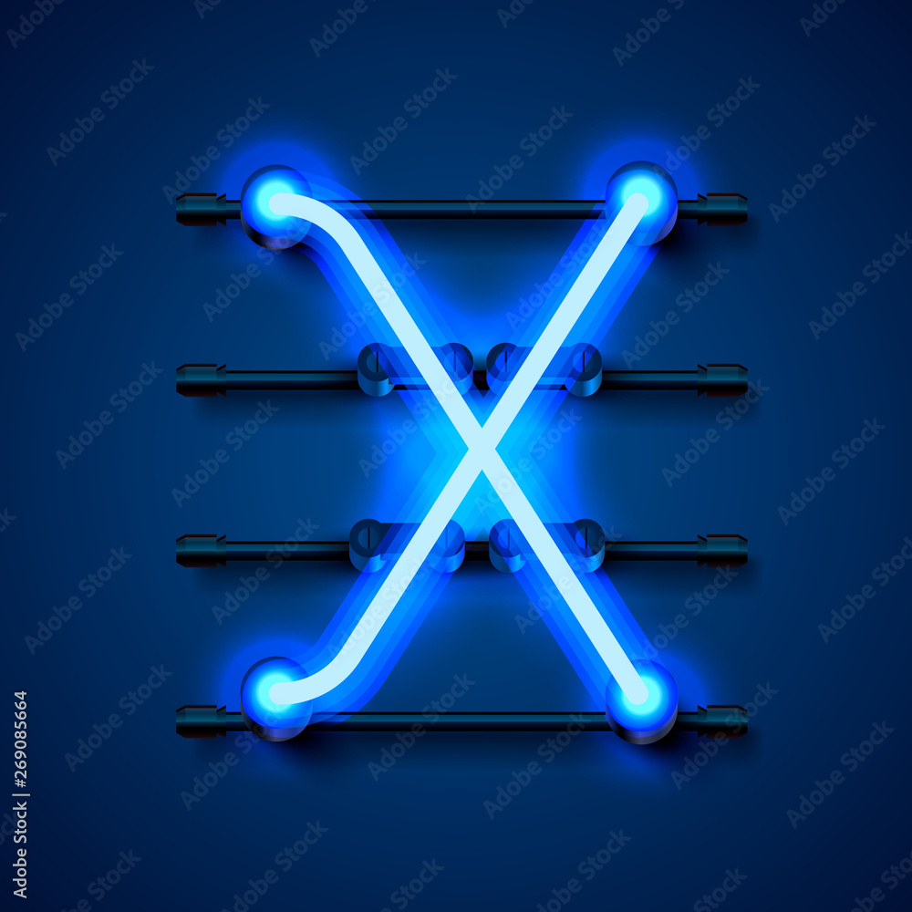 Neon font letter X, art design signboard. Neon font letter X, art design signboard.