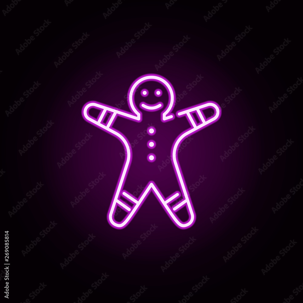 cookie, ginger neon icon. Elements of christmas set. Simple icon for websites, web design, mobile app, info graphics cookie, ginger neon icon. Elements of christmas set. Simple icon for websites, web design, mobile app, info graphics