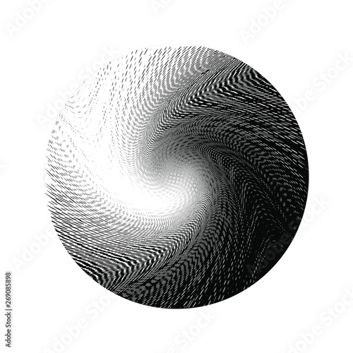Abstract Halftone Pattern with Wave. Black and White Spiral Background. 3D Illustration