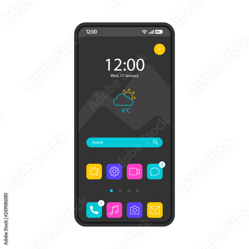 Home screen smartphone interface vector template