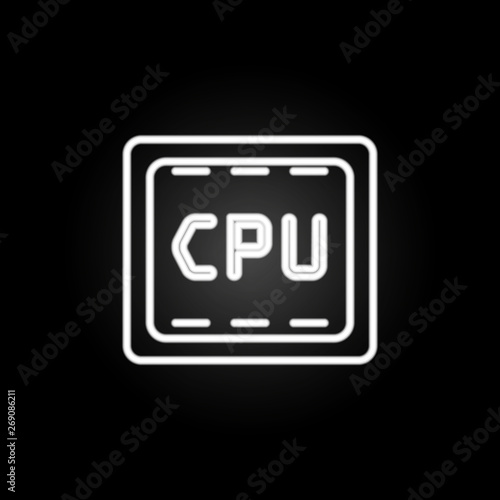 CPU neon icon. Elements of computer hardware set. Simple icon for websites, web design, mobile app, info graphics
