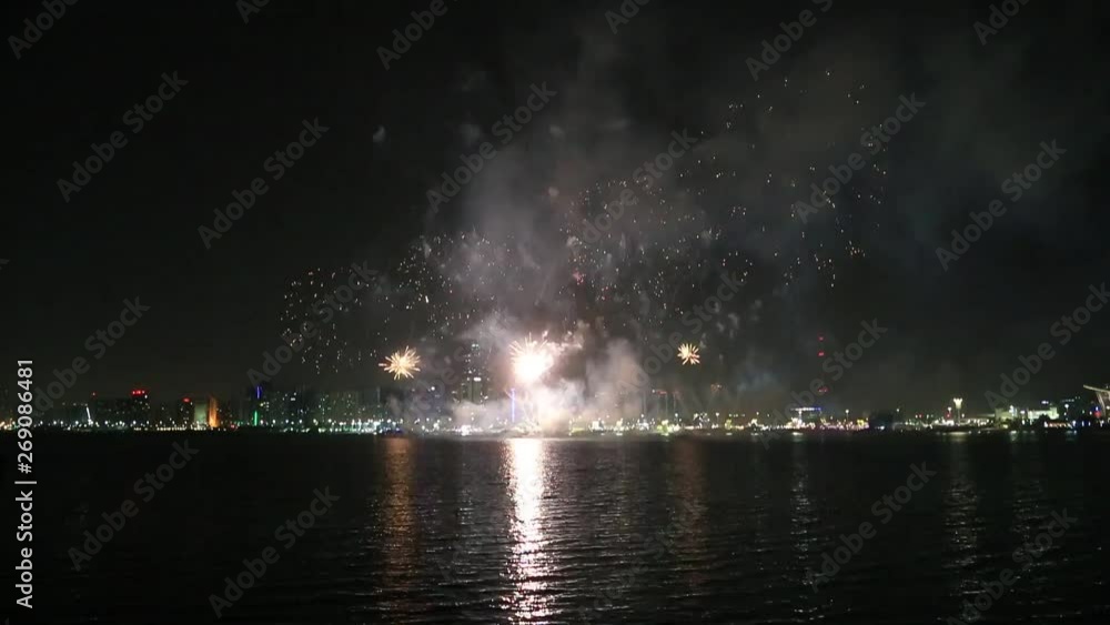 Fireworks lighting up the sky in Abu Dhabi, UAE Fireworks lighting up the sky in Abu Dhabi, UAE