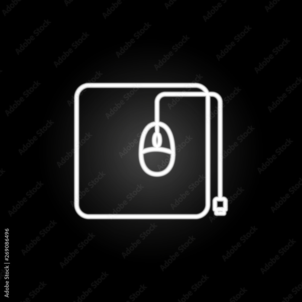 PC mouse neon icon. Elements of computer hardware set. Simple icon for websites, web design, mobile app, info graphics