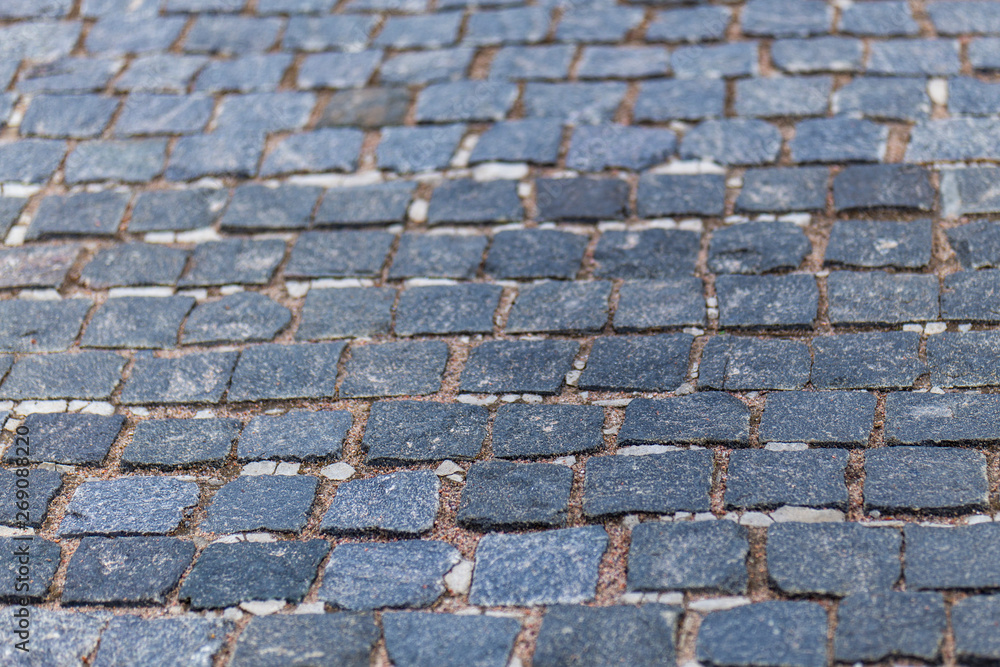 Stone blocks on the road Stone blocks on the road