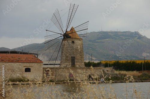 Windmühle Sizilien Salzgewinnung Historisch Antik