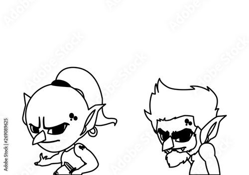 ugly troll with caveman gnome magic characters