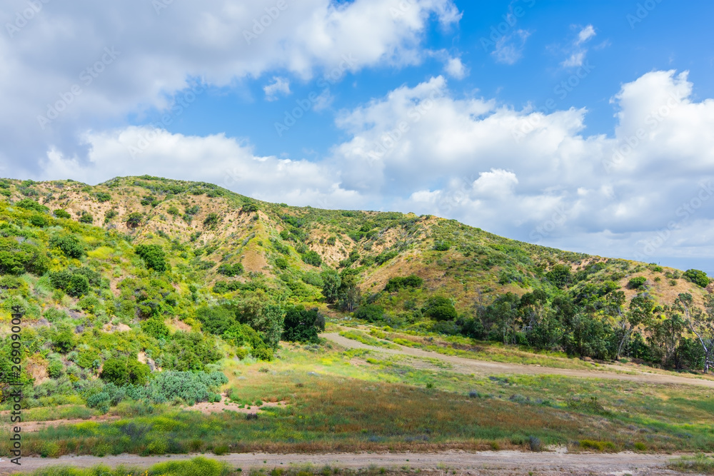 dirt road and paths in hiking mountains of southern california