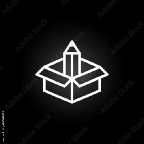 Box and pencil neon icon. Elements of education set. Simple icon for websites, web design, mobile app, info graphics
