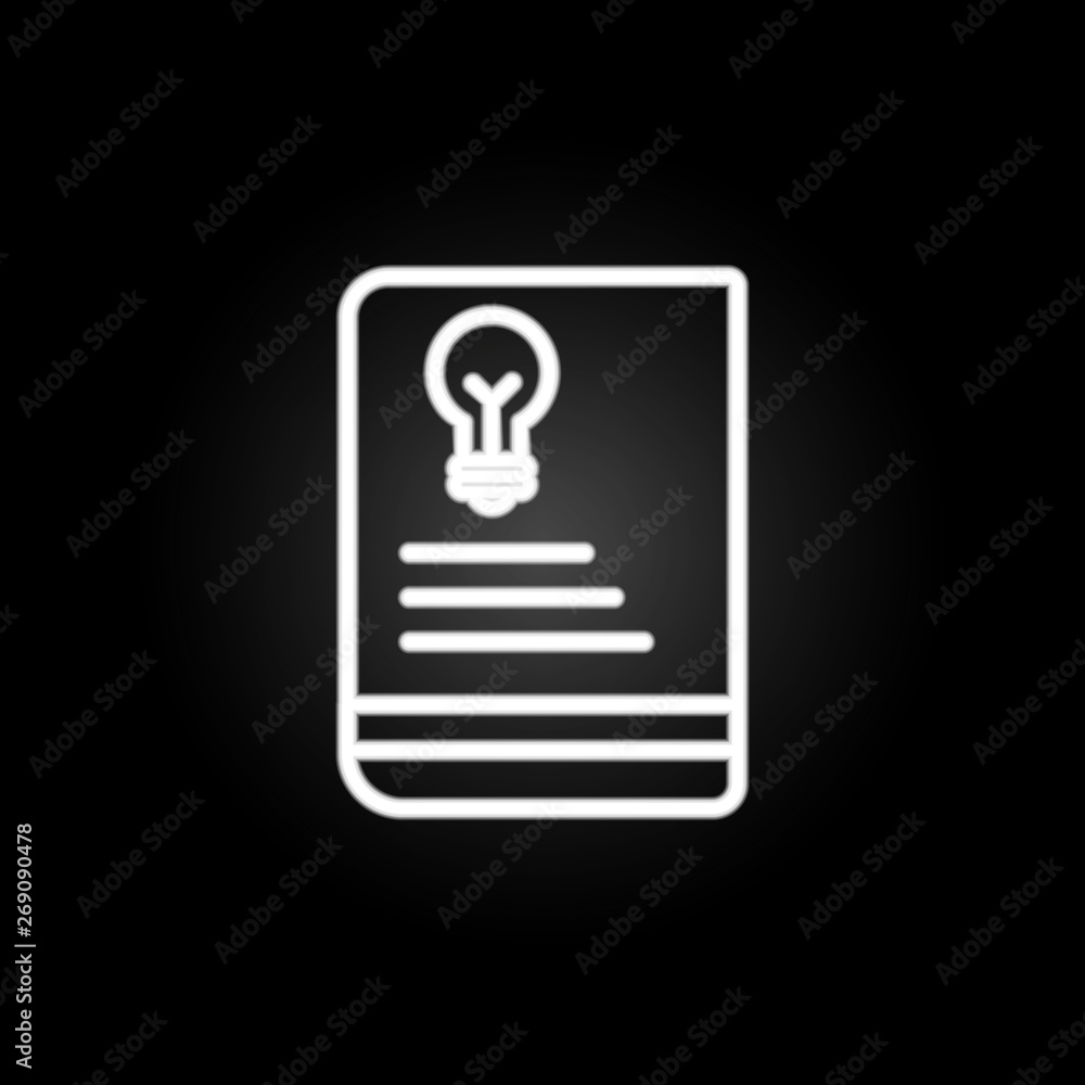 A light in notebook neon icon. Elements of education set. Simple icon for websites, web design, mobile app, info graphics A light in notebook neon icon. Elements of education set. Simple icon for websites, web design, mobile app, info graphics