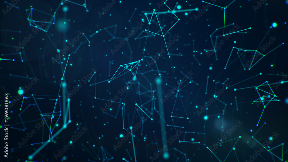 Network grid of lines and particles Network grid of lines and particles