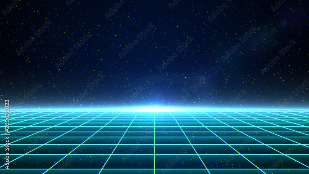 Horizontal matrix grid in space Stock Illustration | Adobe Stock