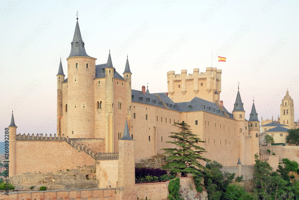 Exterior view of the famous Alcazar Castle of Segovia Spain, Europe