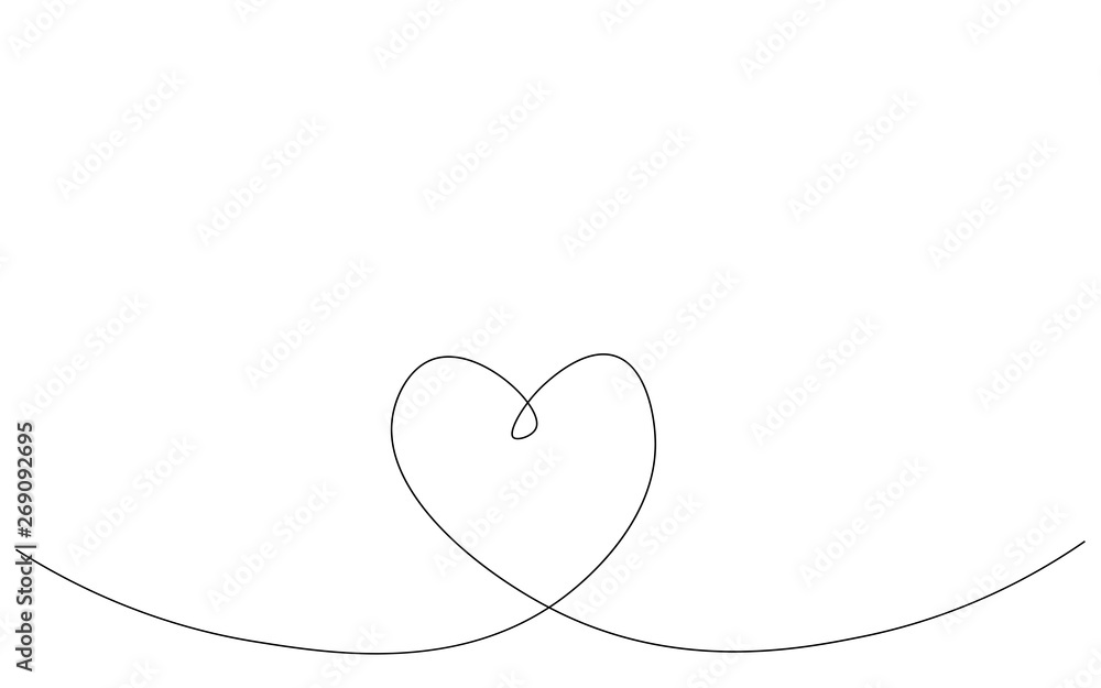 Heart silhouette line drawing vector illustration