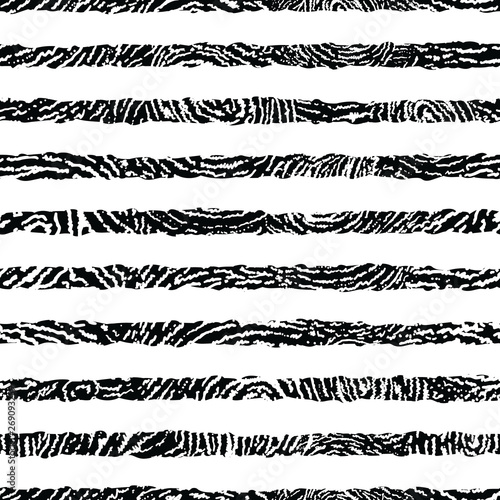 Black and white textured stripes seamless pattern