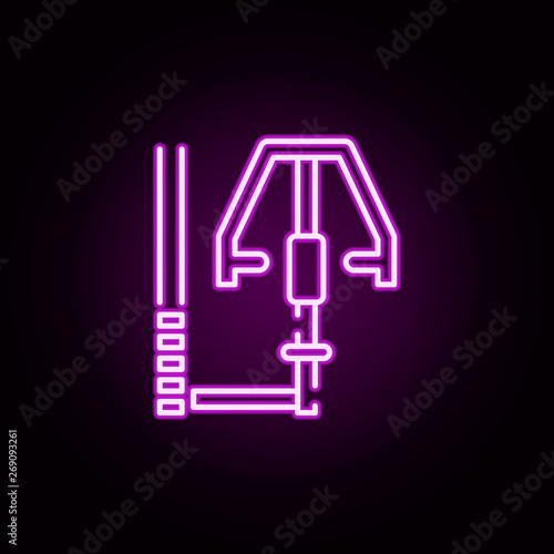 chest, press neon icon. Elements of gym set. Simple icon for websites, web design, mobile app, info graphics