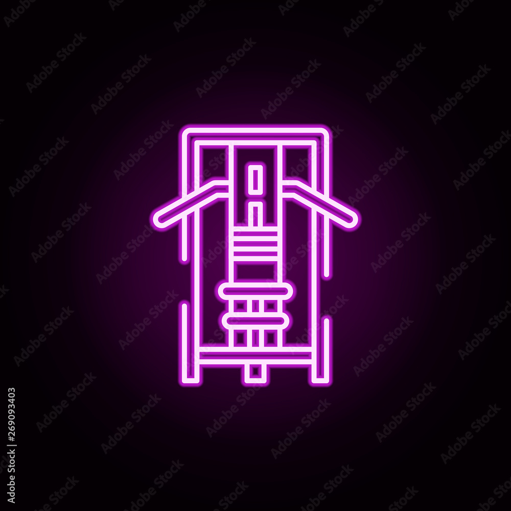 lat, machine neon icon. Elements of gym set. Simple icon for websites, web design, mobile app, info graphics