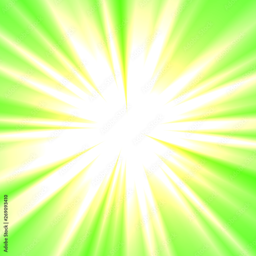Abstract white and yellow light rays with green background illustration. Power, energy concept Abstract white and yellow light rays with green background illustration. Power, energy concept