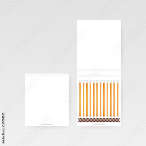 Book Of Matches Vector. Top View Closed Opened Blank. Vector stock illustratrion.