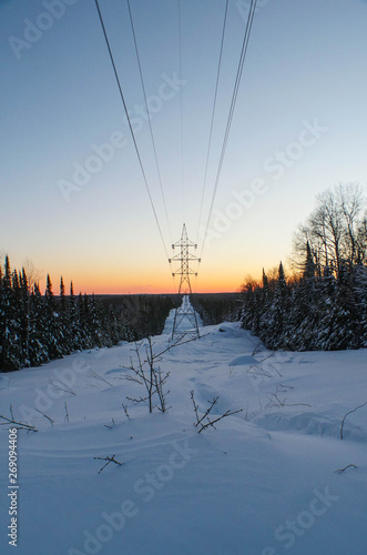Electric pole in winter