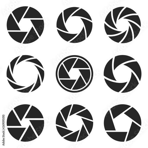 Camera shutter icons set. Vector