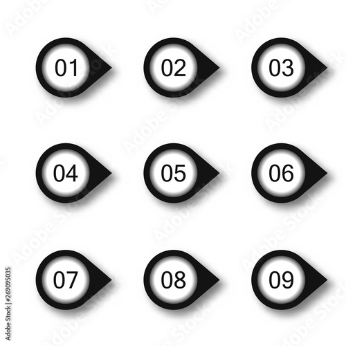 Set of nine numbers form - from 0 to 9 illustration