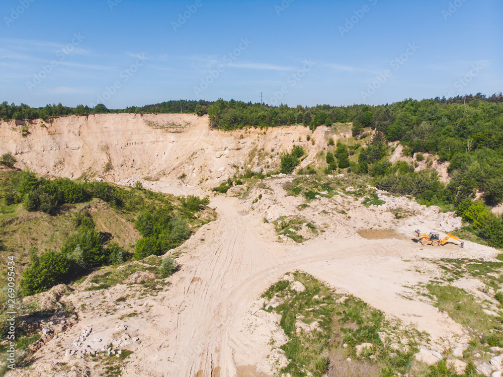 top view of sand mine heavy industrial