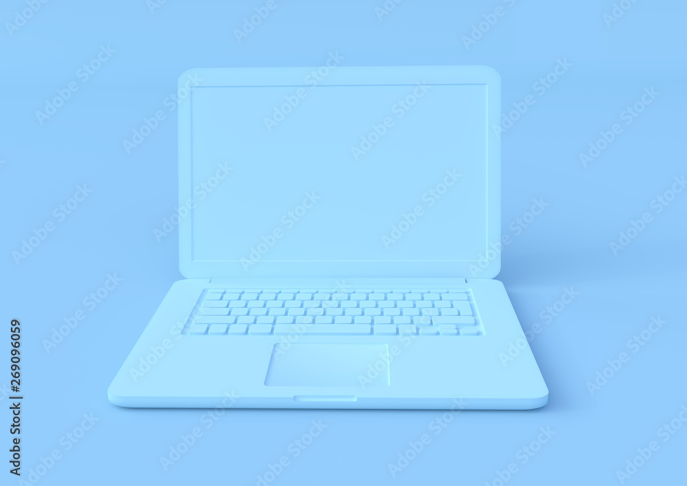 blue laptop isolated on a blue background, pastels color notebook, portable pc, computer 3d illustration 3d rendering blue laptop isolated on a blue background, pastels color notebook, portable pc, computer 3d illustration 3d rendering