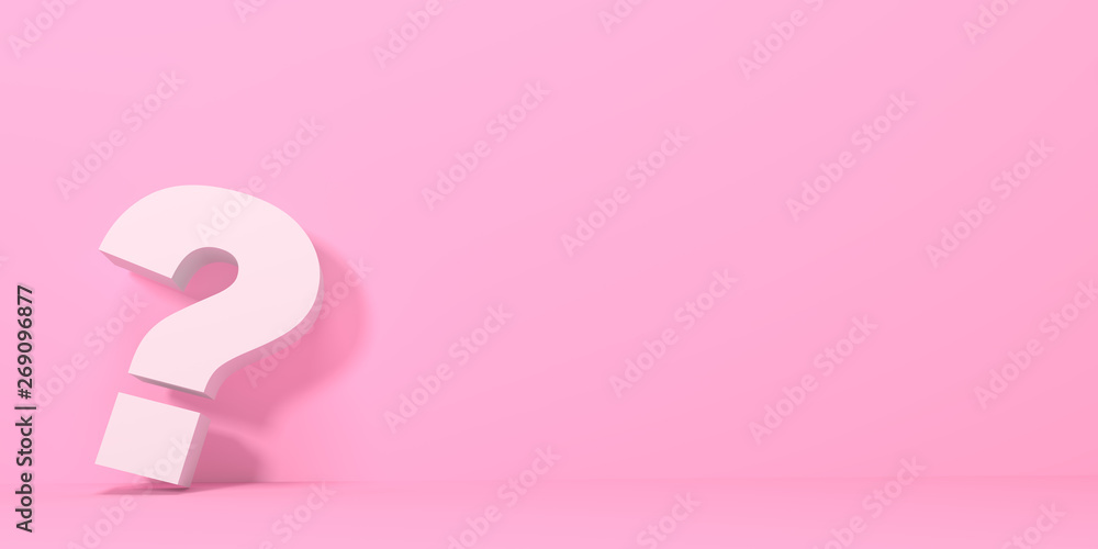 Question mark on pink background with shadow in pastel colors. Minimalism concept . 3d render illustration Question mark on pink background with shadow in pastel colors. Minimalism concept . 3d render illustration