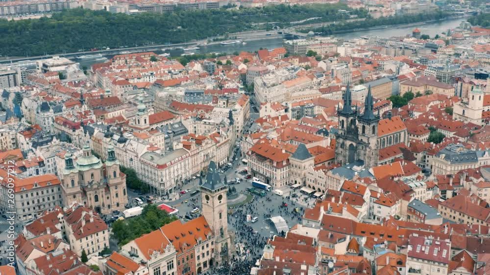 Aerial view of Old Town Square in Prague