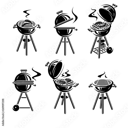 Grill elements set. Collection icon grill. Vector