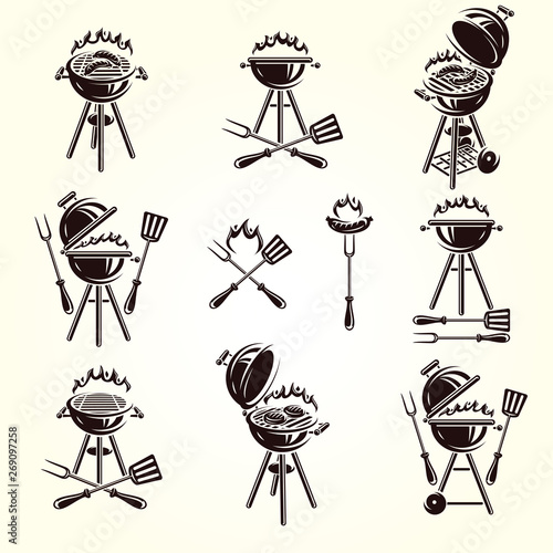 Grill labels and elements set. Collection icon grill. Vector