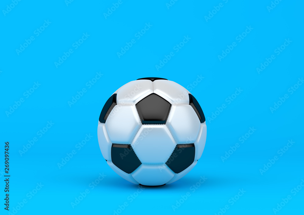 Soccer ball on pastel blue background. Minimal creative concept. 3D render illustration Soccer ball on pastel blue background. Minimal creative concept. 3D render illustration