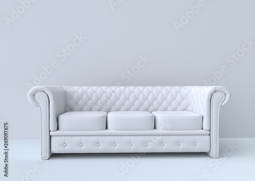 Fototapeta Naklejka Na Ścianę i Meble -  Modern sofa in white living room. Minimal style concept. pastel color style. 3d render illustration
