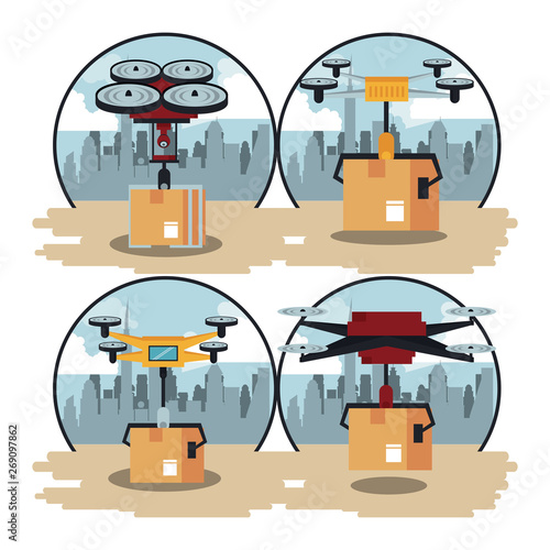 Drones delivering box