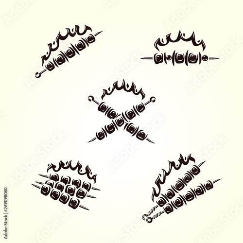 Kebab labels and elements set. Collection icon kebabs. Vector 