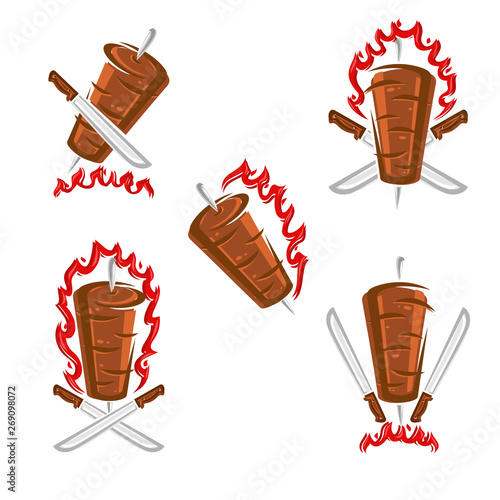 Kebab labels and elements set. Collection icon kebabs. Vector
