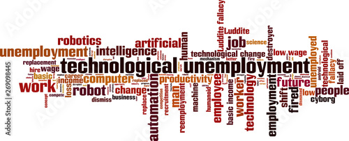 Technological unemployment word cloud photo