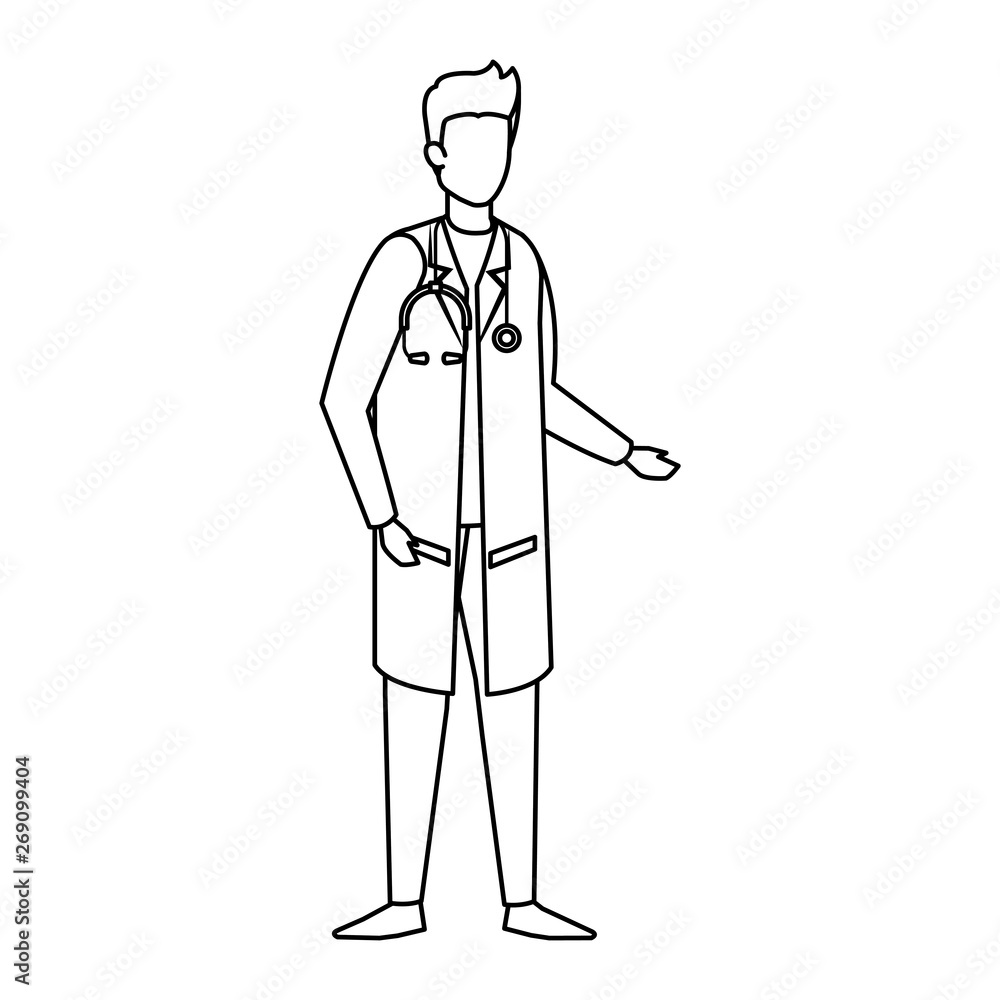 professional doctor with stethoscope character professional doctor with stethoscope character