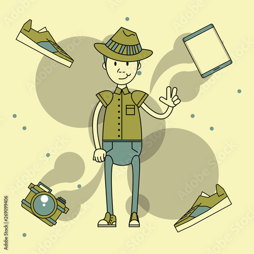 Cool hipster guy cartoon