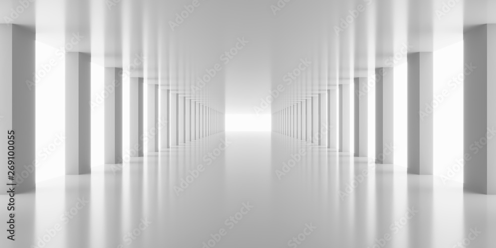 Fototapeta premium 3d rendering white corridor pillars background render