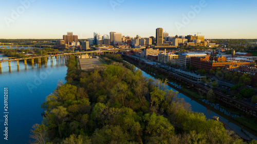 Fotografie Early Morning Light Downtown City Skyline Riverfront Park Richmond Virginia