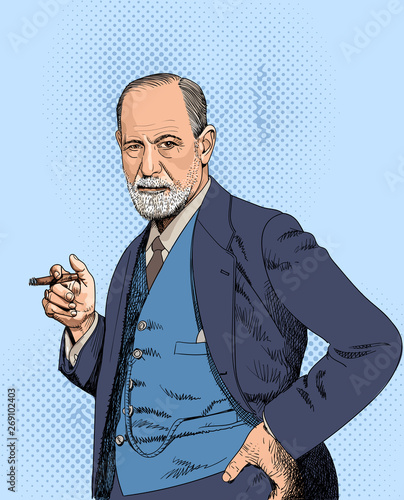 Sigmund Freud portraitin line art illustration
