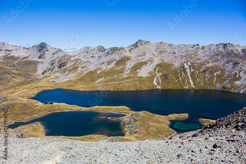 Lake in the mountains, Angelus hut, south island, New Zealand. photo