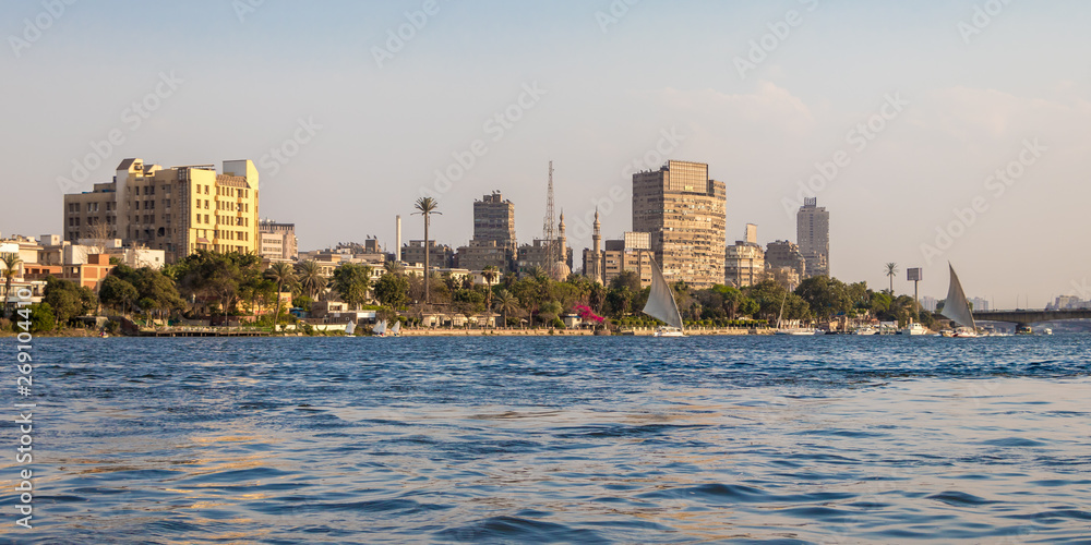 Nile river in the heart of Cairo, Egypt