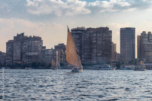 Cairo, Egypt - April 19, 2019: Sail boats in Cairo city, Egypt photo