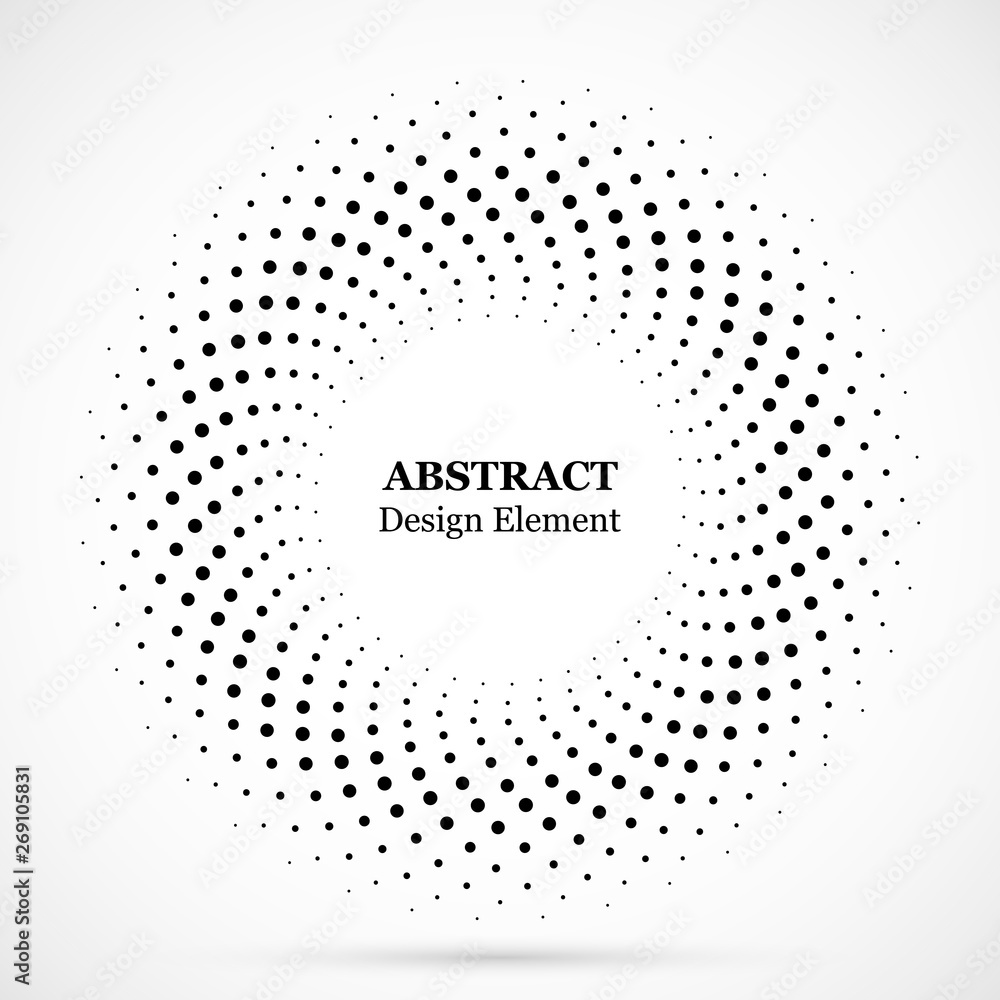 Halftone dotted background circularly distributed. Halftone effect vector pattern. Circle dots isolated on the white background. Halftone dotted background circularly distributed. Halftone effect vector pattern. Circle dots isolated on the white background.