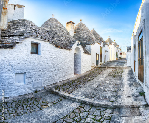 Trulli of Alberobello typical houses street view